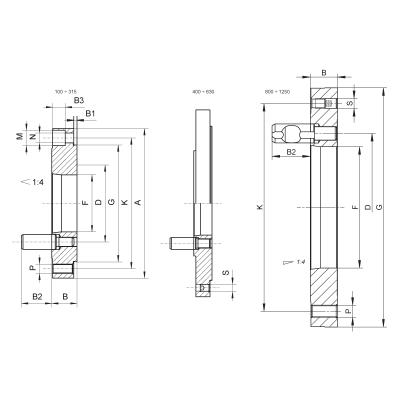 BISON Adapter Ø125 mm - DIN 55029 (Camlock) - for centrerpatron med flange position DIN 6350 - Kgl. 4 (8240-125-4-X)